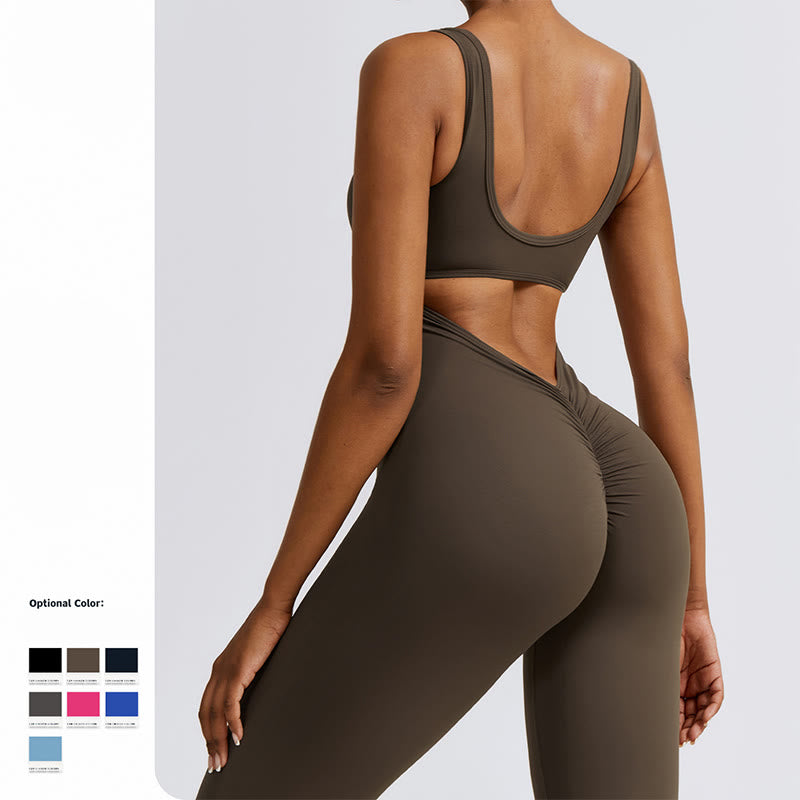 BWOOOH printed yoga pants - Women Workout Sleeveless Jumpsuit Flare 