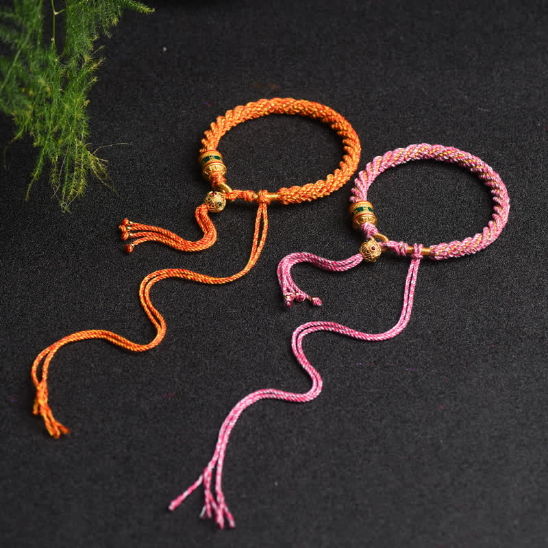 BWOOOH Tibetan Handmade Luck Prayer Wheel Bead Charm Weave Colorful String Bracelet