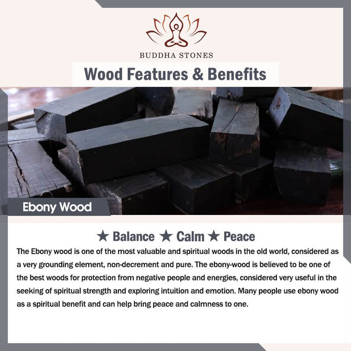 BWOOOH Ebony Wood Dzi Bead Copper Peace Couple Bracelet Necklace Pendant