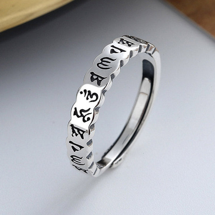 BWOOOH 925 Sterling Silver Six True Words Calm Wisdom Ring — Sterling Silver crystal healing bracelet for spiritual healin...