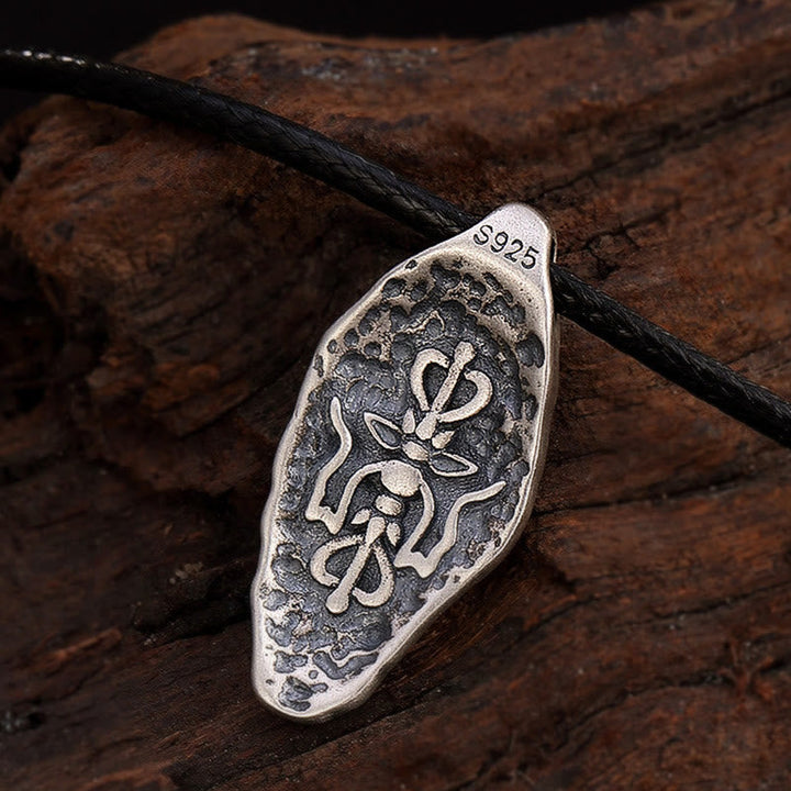 BWOOOH Tibetan 925 Silver Om Mani Padme Hum Dorje Vajra Strength Necklace