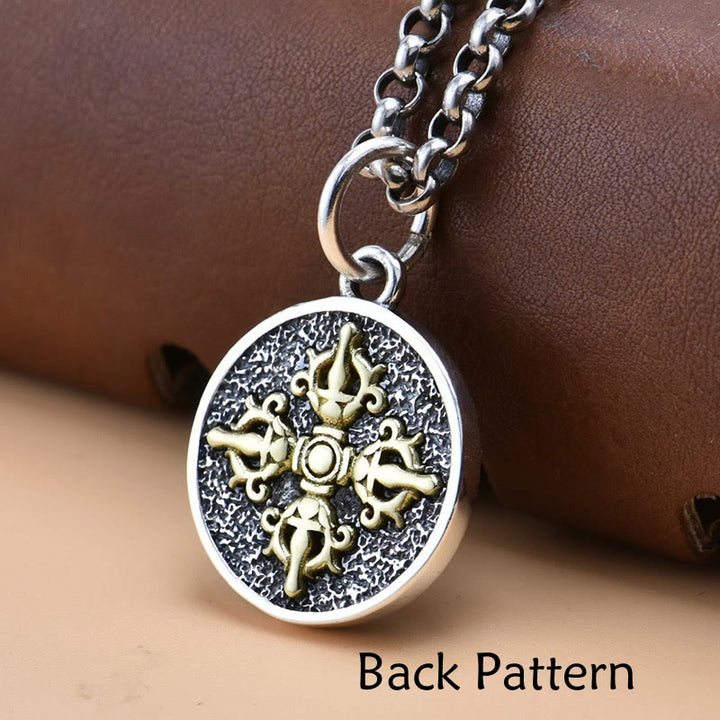 BWOOOH 925 Sterling Silver Zakiram Goddess of Wealth Dorje Vajra Spiritual Necklace Pendant