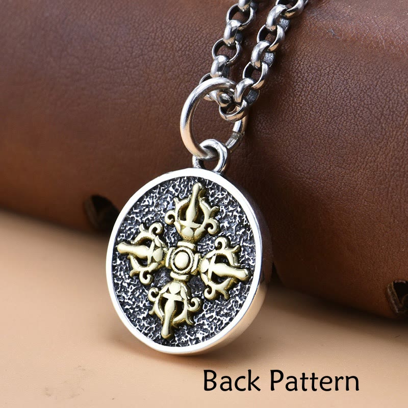 BWOOOH 925 Sterling Silver Zakiram Goddess of Wealth Dorje Vajra Spiritual Necklace Pendant