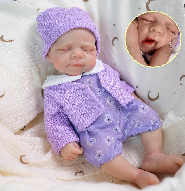 LullabyLove 12-inch Solid Silicone Reborn Baby - Bathable, Flexible Limbs, Realistic Eye Material, Authentic Texture, Sleep Companion Doll