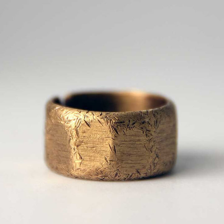 BWOOOH Tibetan Simple Design Copper Brass Frosted Wealth Ring