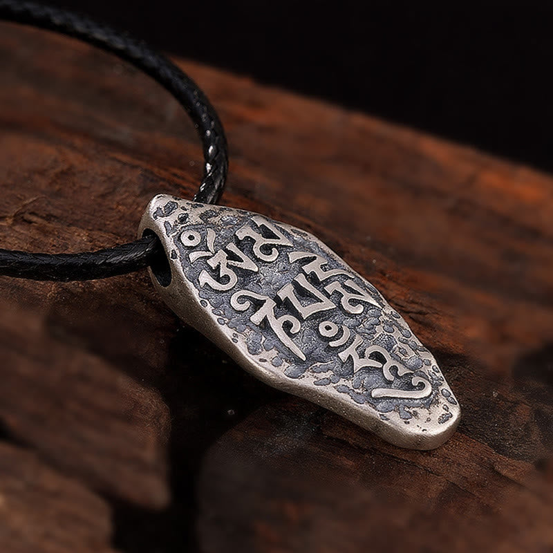 BWOOOH Tibetan 925 Silver Om Mani Padme Hum Dorje Vajra Strength Necklace