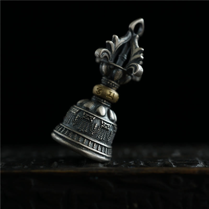 BWOOOH Tibet 925 Sterling Silver Om Mani Padme Hum Dorje Bell Vajra Engraved Enlightenm | Sterling Silver