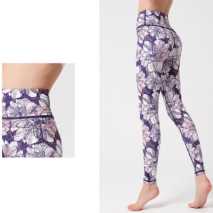 BWOOOH printed yoga leggings - Colorful Flower Petal Leaves Print Sport
