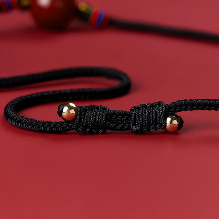 BWOOOH Cinnabar Bead Blessing String Necklace Pendant
