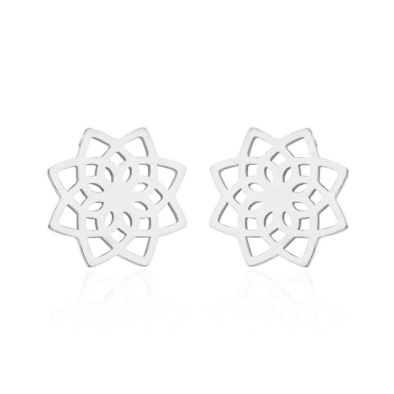 BWOOOH Tibetan Lotus Pattern New Beginning Stud Earrings