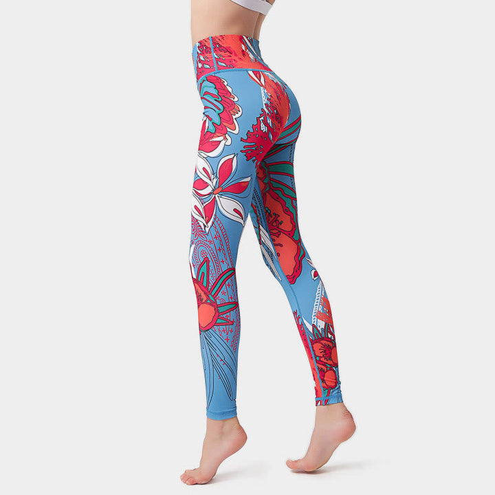 BWOOOH printed yoga leggings - Colorful Flower Petal Leaves Print Sport
