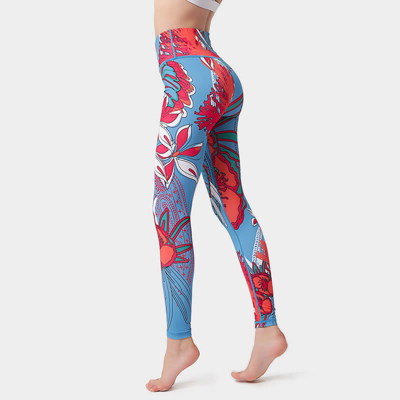 BWOOOH printed yoga leggings - Colorful Flower Petal Leaves Print Sport
