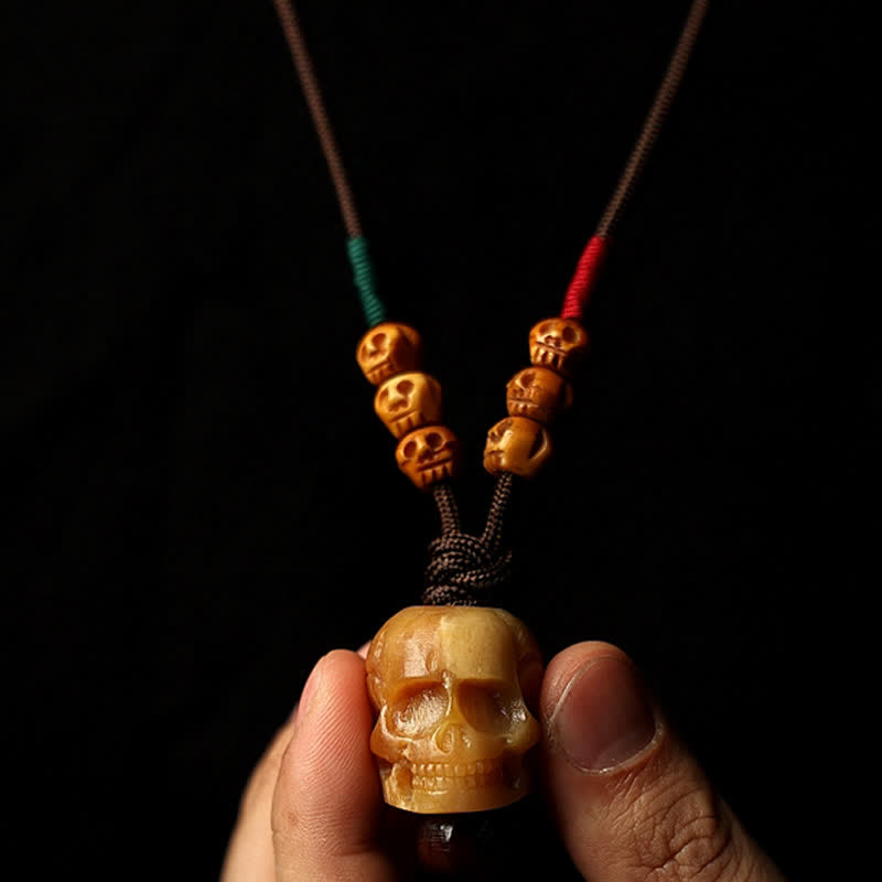 BWOOOH Tibetan Camel Bone Skull Lord of the Corpse Forest Protection Necklace Pendant