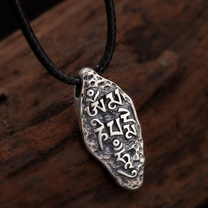 BWOOOH Tibetan 925 Silver Om Mani Padme Hum Dorje Vajra Strength Necklace