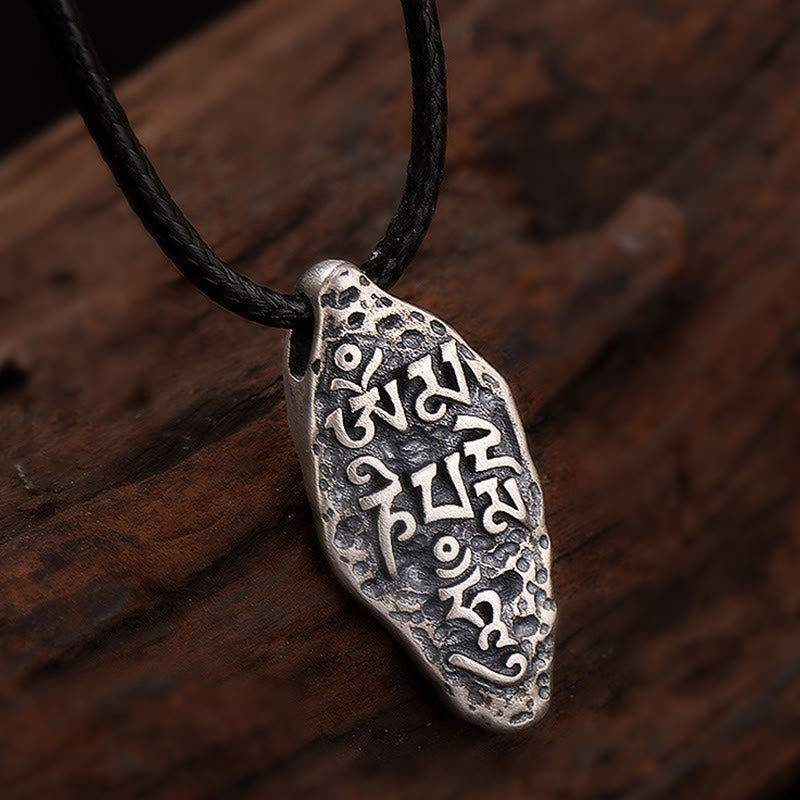 BWOOOH Tibetan 925 Silver Om Mani Padme Hum Dorje Vajra Strength Necklace
