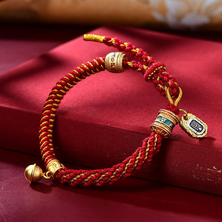BWOOOH Tibetan Om Mani Padme Hum Carved Zakiram Goddess of Wealth Charm Amulet Bracelet