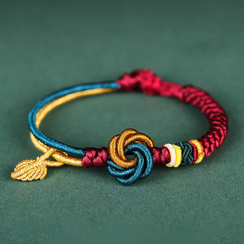 BWOOOH Tibetan Handmade Mandala Knot Leaf Luck Rope Bracelet