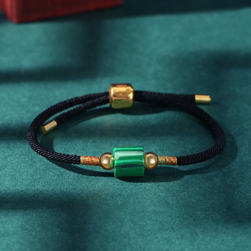 BWOOOH Tibet Handmade Green Aventurine Red Stone Malachite Luck Protection Braided Rope Bracelet  -  Green Aventurine Tibeta...