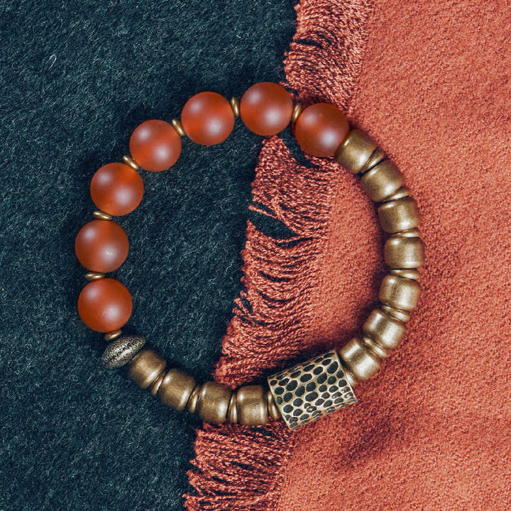 BWOOOH Tibetan Red Agate Green Agate Copper Confidence Fortune Bracelet