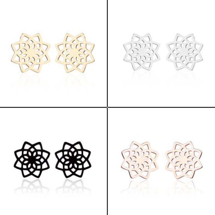 BWOOOH Tibetan Lotus Pattern New Beginning Stud Earrings