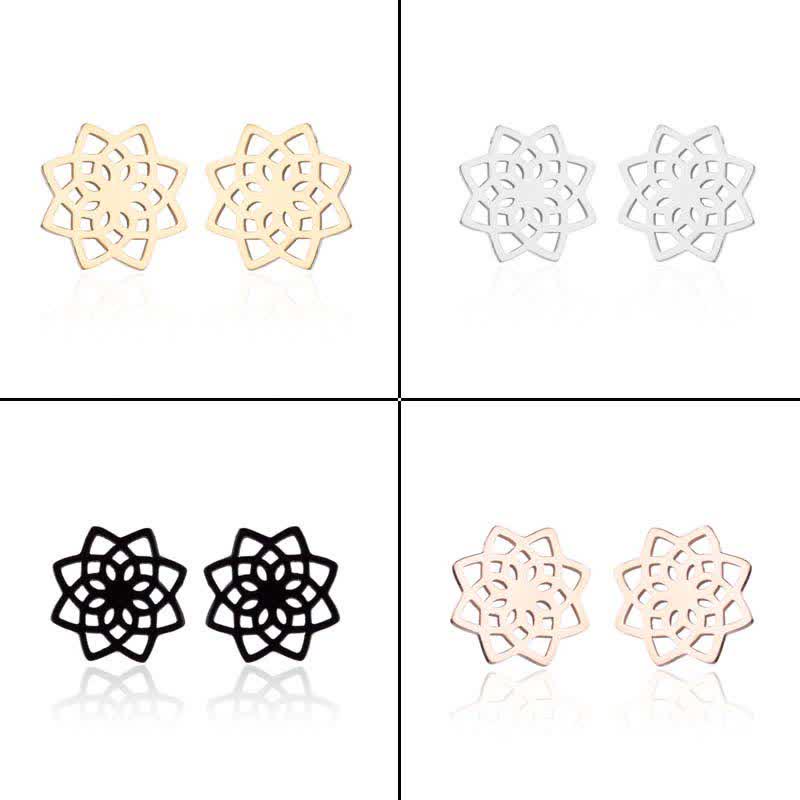 BWOOOH Tibetan Lotus Pattern New Beginning Stud Earrings