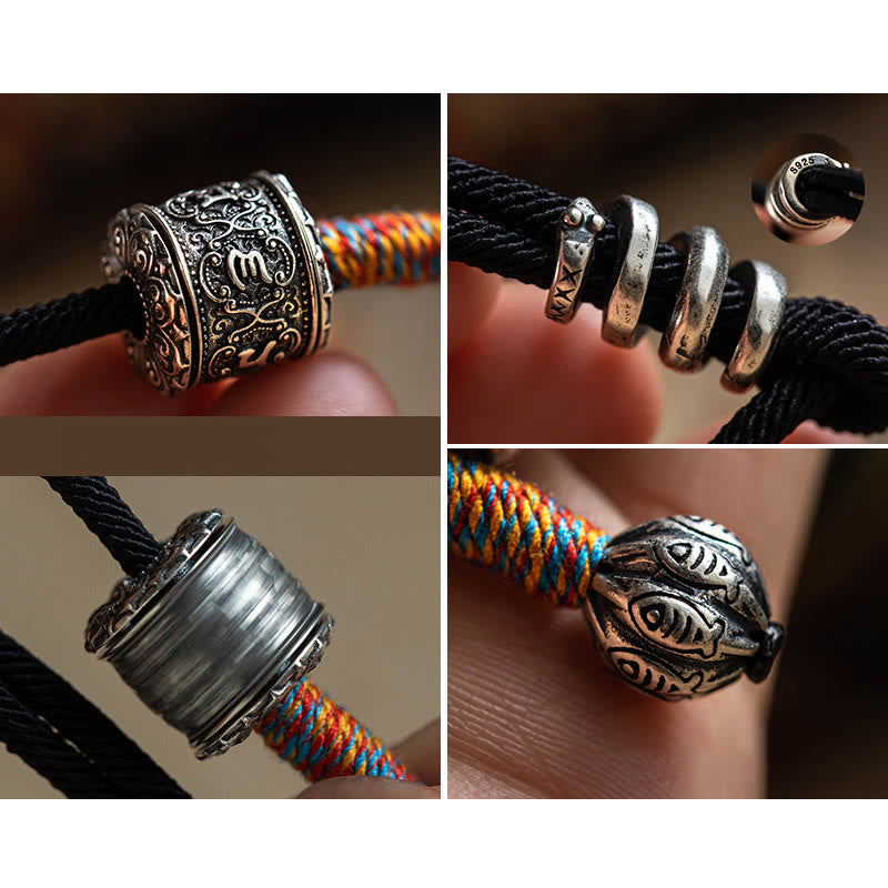 BWOOOH Tibetan Om Mani Padme Hum Carved Amulet Double Wrap Bracelet