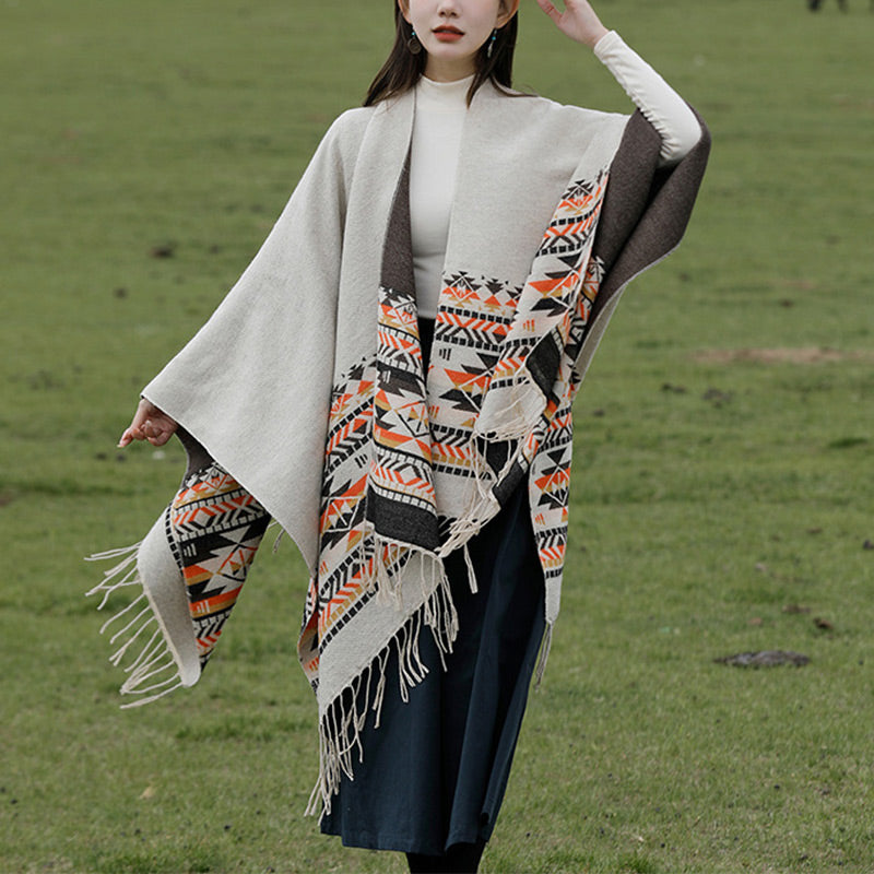 BWOOOH Tibetan Shawl Colorful Geometry Winter Cozy Travel