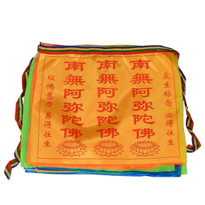 Buddha Stones Tibetan 7 Colors Windhorse Letter Auspicious Lotus Outdoor 21 Pcs Prayer Flag
