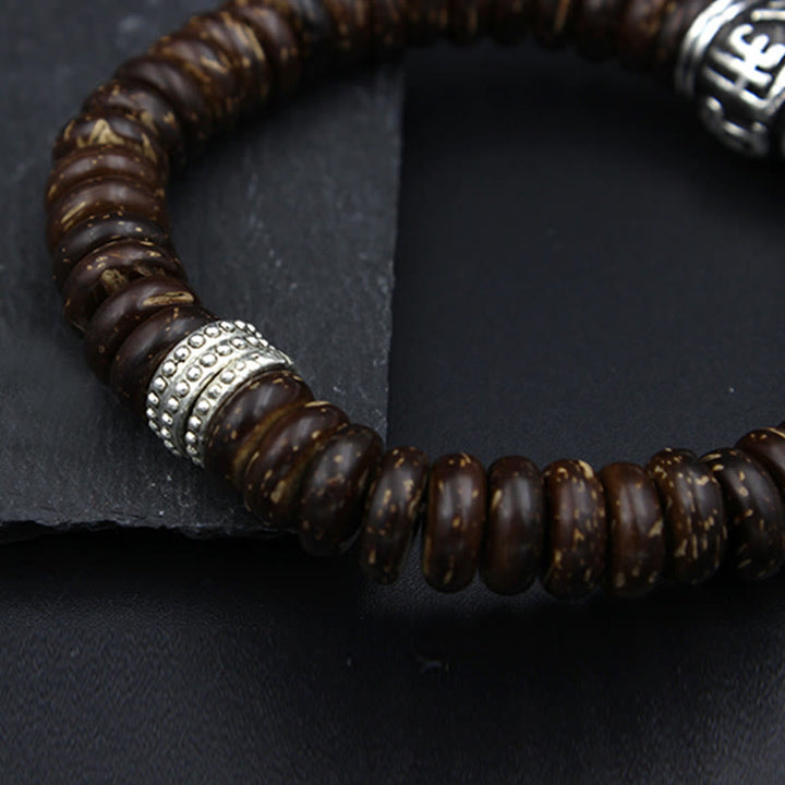 BWOOOH Natural Tibetan Coconut Shell Om Mani Padme Hum Positive Bracelet | spiritual healing bracelet