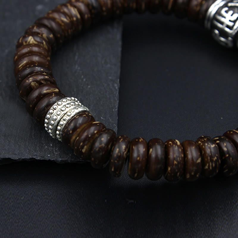 BWOOOH Natural Tibetan Coconut Shell Om Mani Padme Hum Positive Bracelet | spiritual healing bracelet