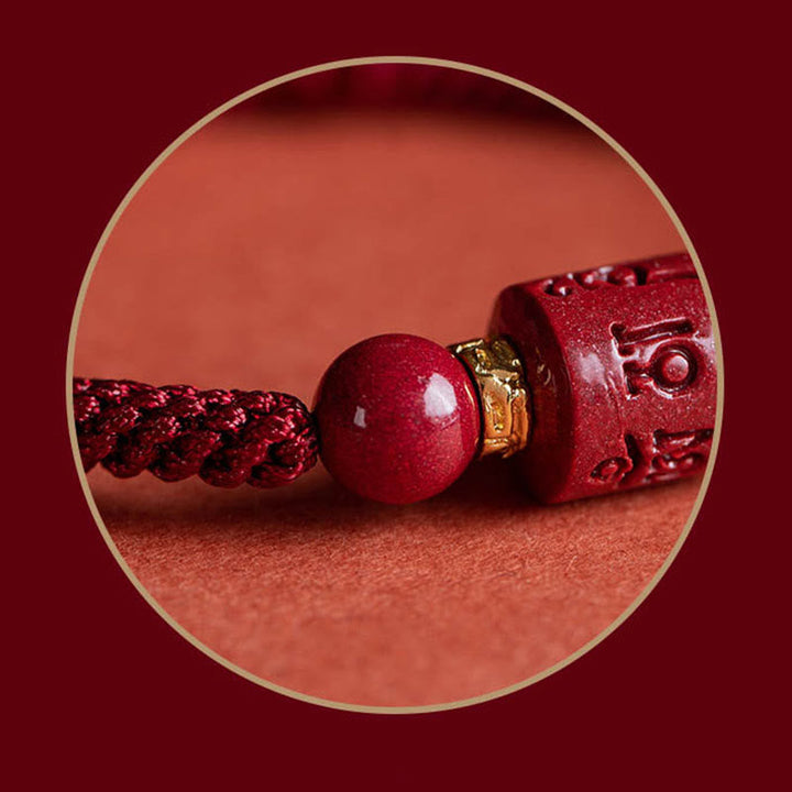 BWOOOH Tibet Cinnabar Om Mani Padme Hum Engraved Blessing Braided Bracelet