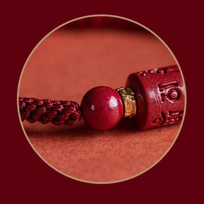BWOOOH Tibet Cinnabar Om Mani Padme Hum Engraved Blessing Braided Bracelet