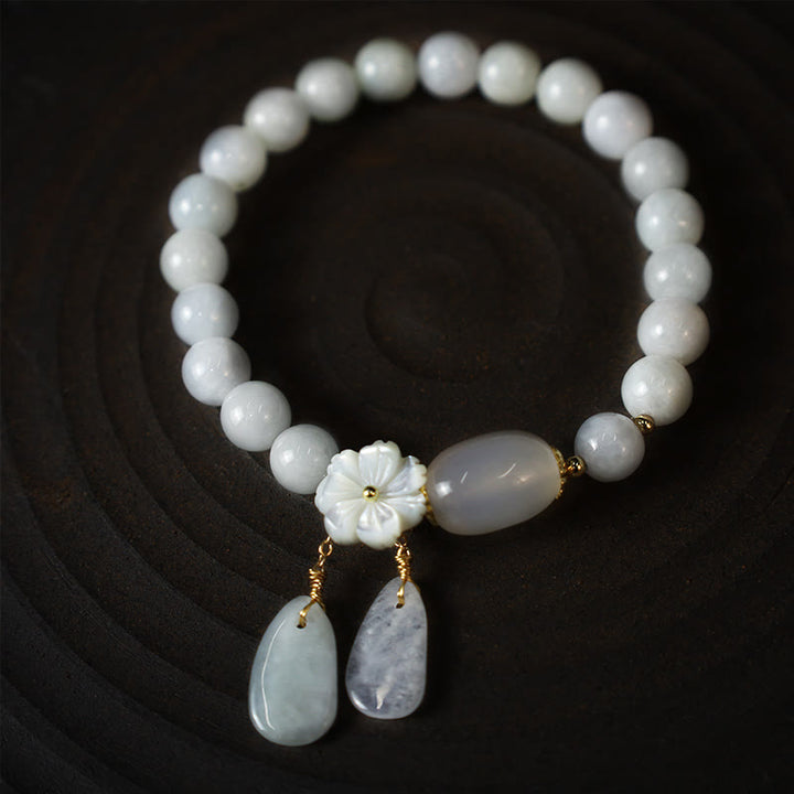 BWOOOH "Hoping for Purity and Peace"Natural White Jade Br