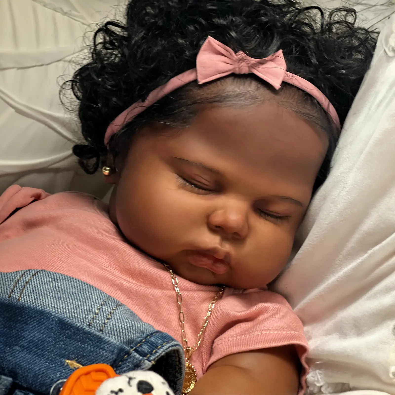 [New Series!] 20" Lifelike African American Handmade Hand Rooted Curly Black Hair Reborn Girl Doll Lerawa with Heartbeat💖 & Sound🔊