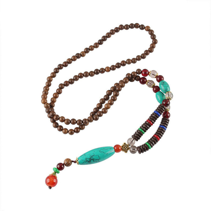 BWOOOH Wenge Wood Turquoise Stone Protection Calm Necklace Pendant