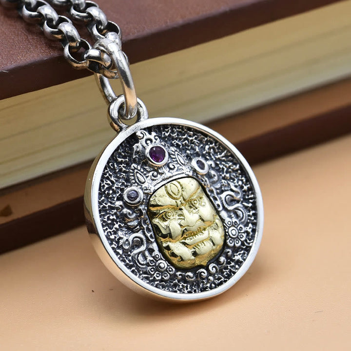 BWOOOH 925 Sterling Silver Zakiram Goddess of Wealth Dorje Vajra Spiritual Necklace Pendant