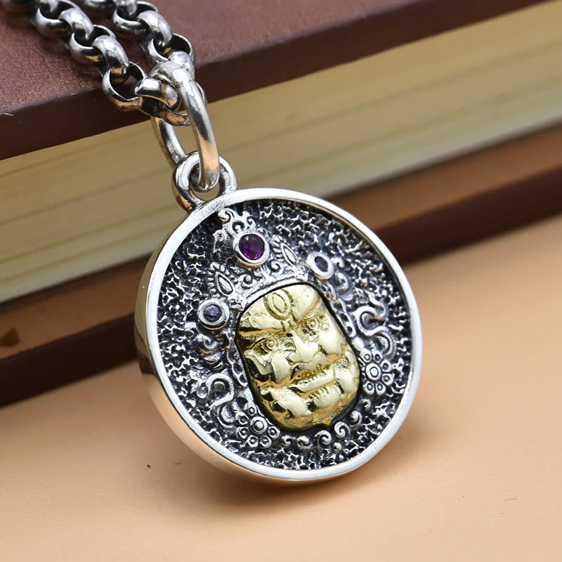 BWOOOH 925 Sterling Silver Zakiram Goddess of Wealth Dorje Vajra Spiritual Necklace Pendant