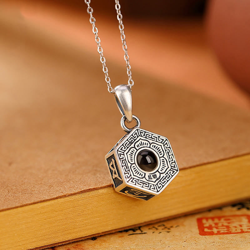 BWOOOH 990 Sterling Silver Tibetan Om Mani Padme Hum Lotus Love Projection Necklace Pendant