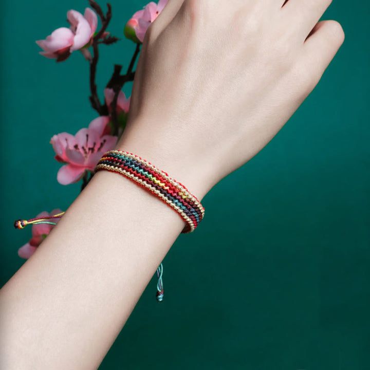 BWOOOH Tibet Handmade Rainbow Multicolored Protection Braided String Bracelet