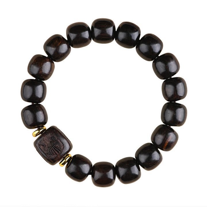 BWOOOH Tibetan Ebony Wood Barrel Beads Lucky And Treasure Balance Bracelet