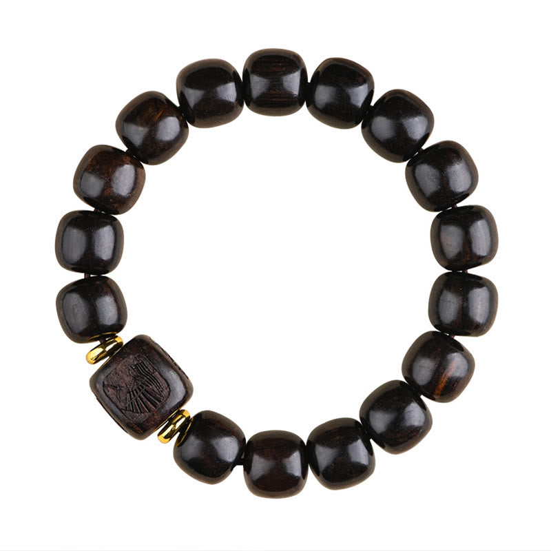 BWOOOH Tibetan Ebony Wood Barrel Beads Lucky And Treasure Balance Bracelet