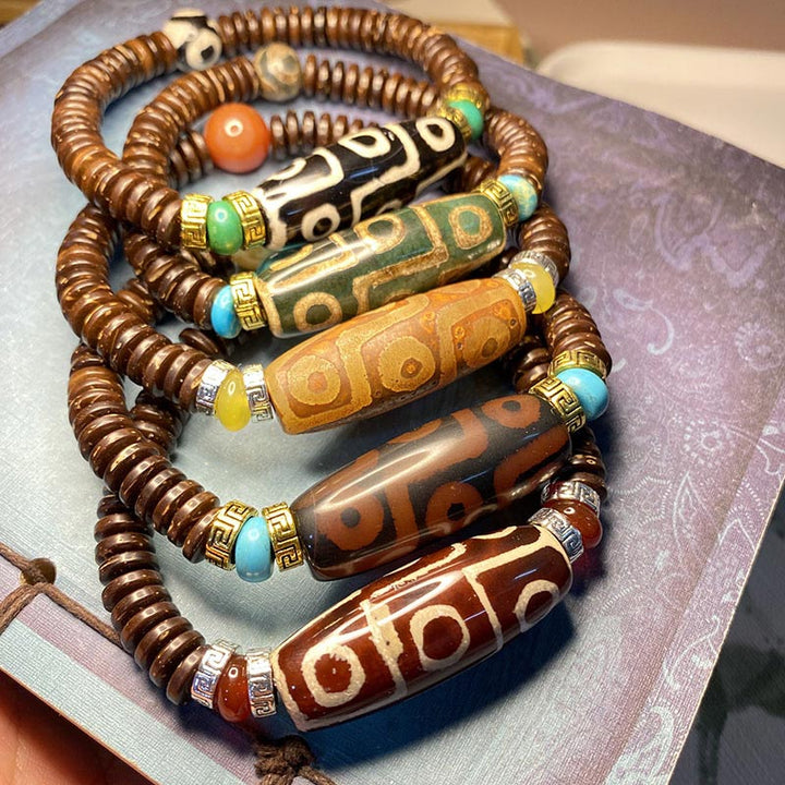 BWOOOH Tibetan Nine-Eye Dzi Bead Wealth Bracelet
