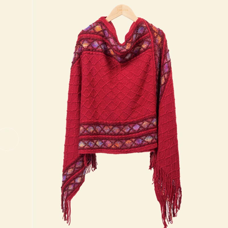 BWOOOH Tibetan Colorful Striped Rhombus Pattern Shawl Tas