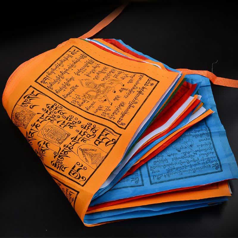 Buddha Stones Tibetan 5 Colors Windhorse Auspicious Outdoor 25 Pcs Prayer Flag