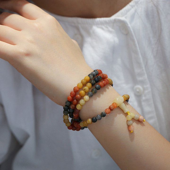 BWOOOH 108 Beads Natural Red Agate Mala Protection Bracelet