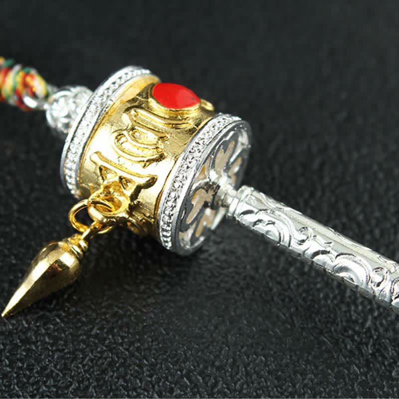 BWOOOH Tibet Om Mani Padme Hum Prayer Wheel Peace Rotatable Bag Car Hanging Decoration | natural stone Buddhist car hanging