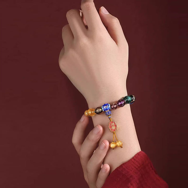 BWOOOH Tibetan Colorful Incense Ash Liuli Glass Bead Om Mani Padme Hum Dorje Vajra 18 Beads Wrist Mala