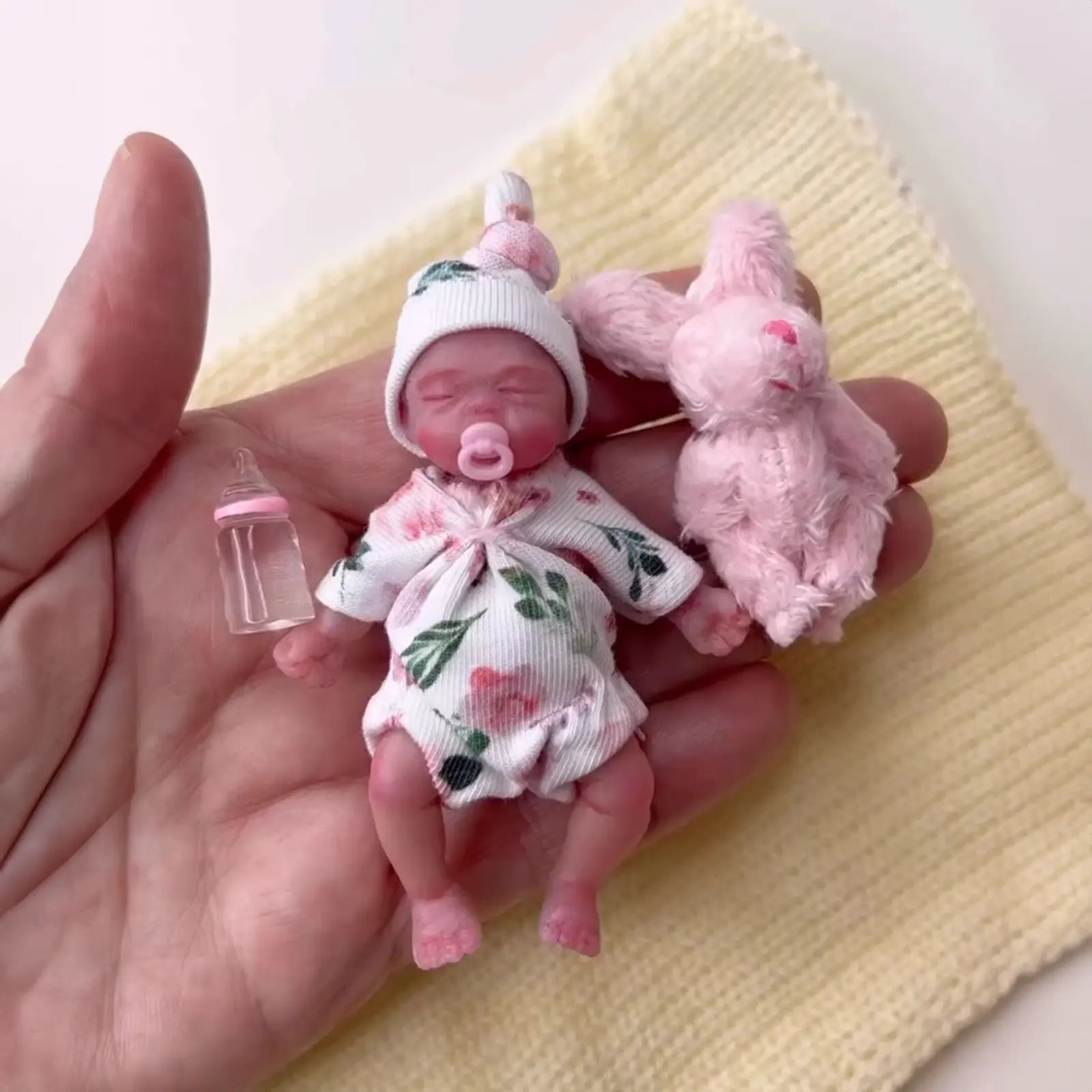 3 Inches Mini Reborn Full Liquid Solid Platinum Silicone Baby Girl Doll