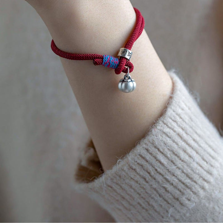 BWOOOH 925 Sterling Silver Tibetan Handmade Om Mani Padme Hum Persimmon Charm Luck Protection Braided Bracelet