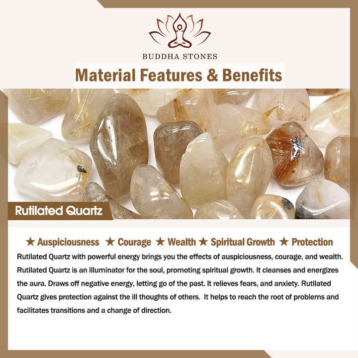 BWOOOH White Crystal Red Hematoid Quartz Gold Rutilated Quartz Purple Phantom Protection Bracelet